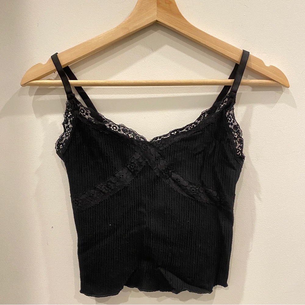 BDG Urban Outfitters Seamless Contrast Cross black Lace Cami